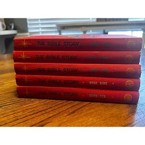 The Bible Story Arthur S Maxwell 1955 Vintage Hardcover Books Set of 5 Red